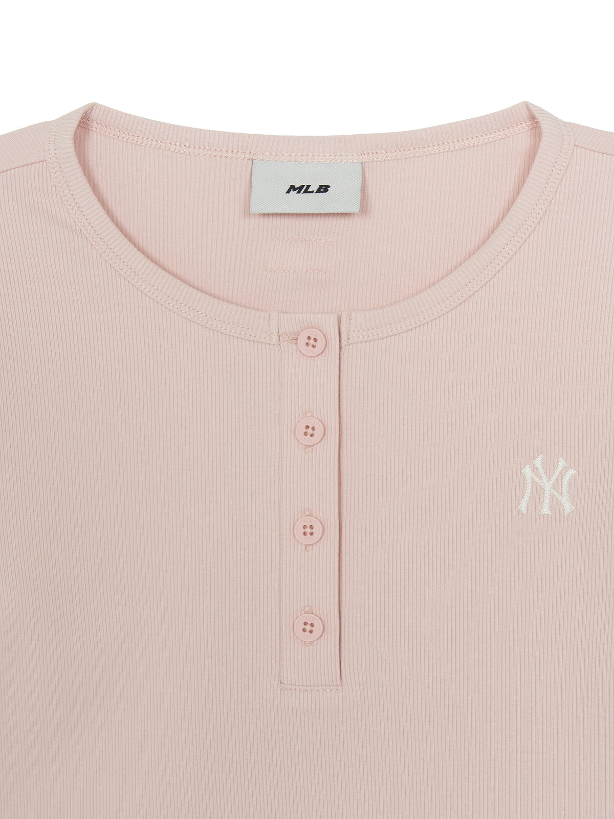 MLB Korea Women's Vintage Slim Ribbed Henley Neck Long Sleeve T-shirt
