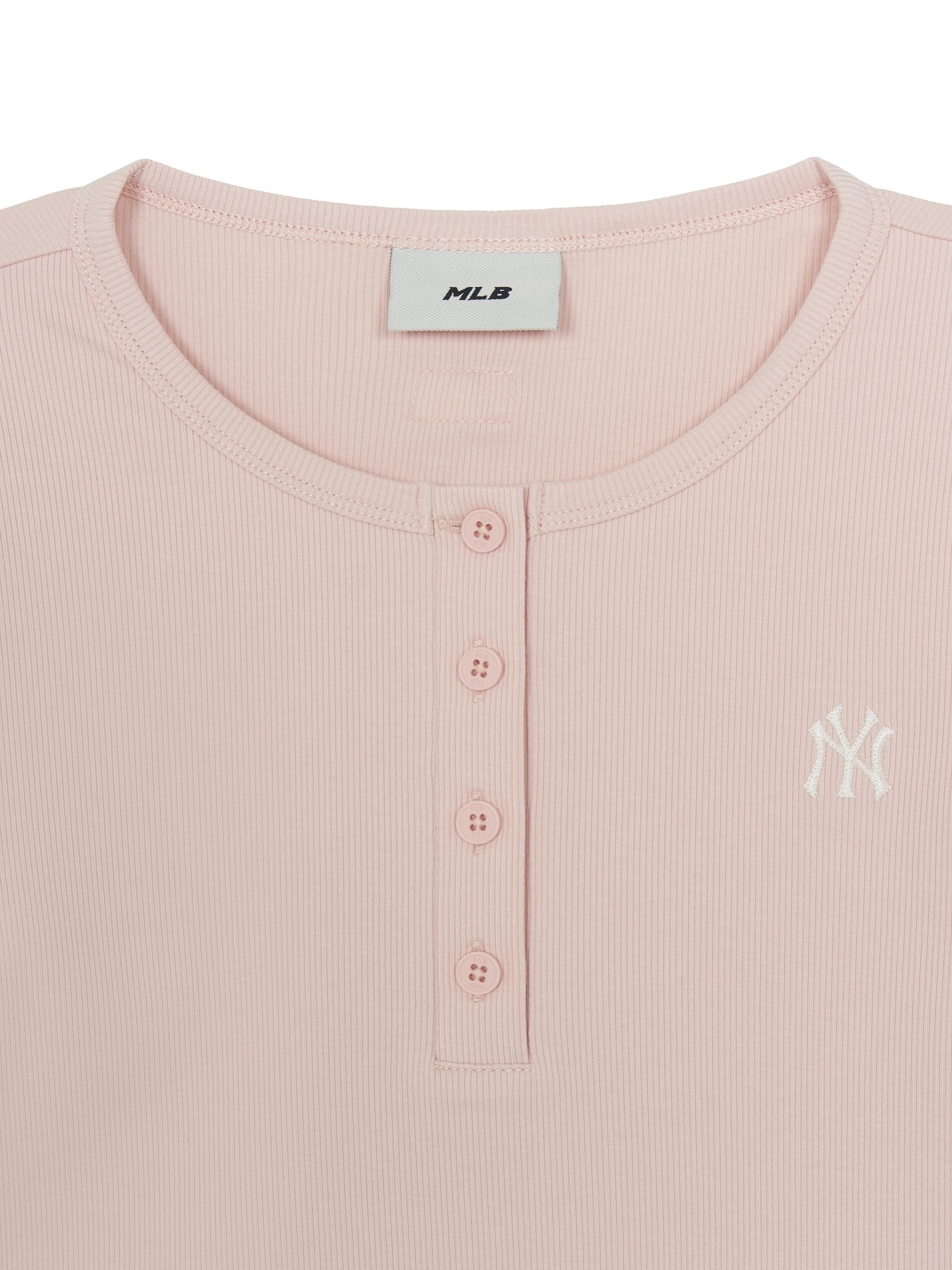 [mlb korea] Women's Vintage Slim Ribbed Henley Neck Long Sleeve T-shirt