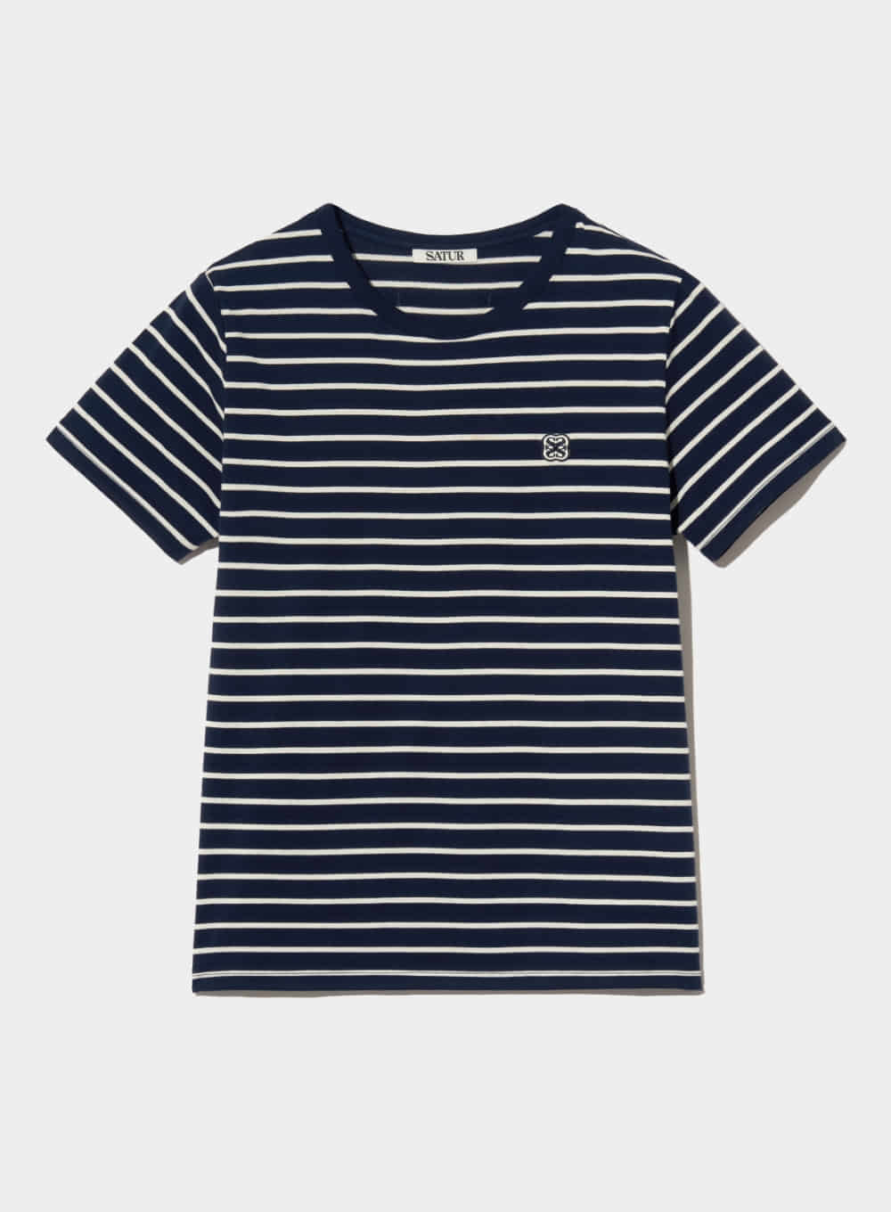[satur] (W) All Day Cotton Stripe T-Shirt - Classic Navy