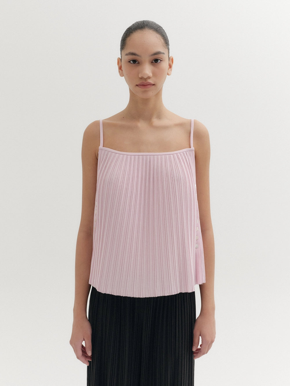 EENK Pleated Button Top - Pink