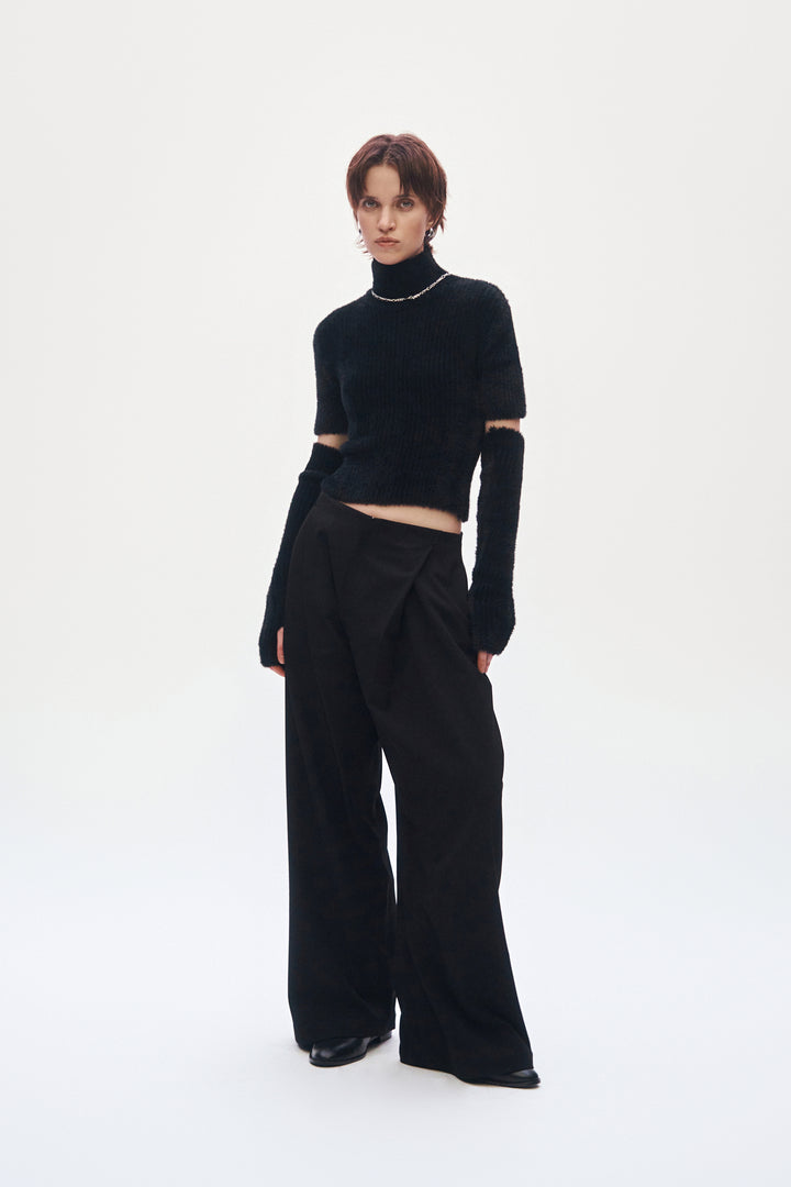 Treemingbird Low Rise Wide Slacks Black