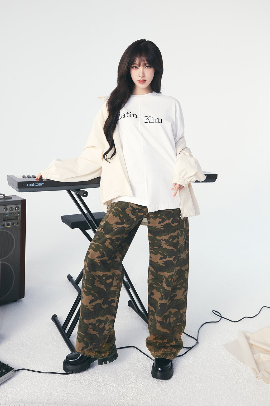 [matinkim] DRAWSTRING HEM CARGO PANTS IN KHAKI