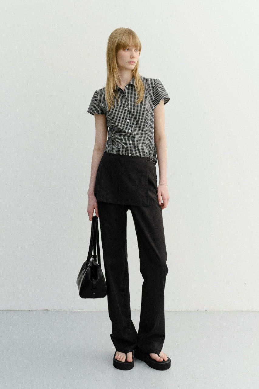 Dunst Skirt Layered Slim Pants Black