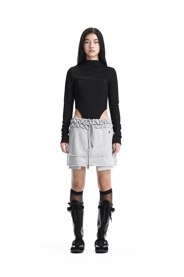 Treemingbird Script Logo Mock Neck Bodysuit Black