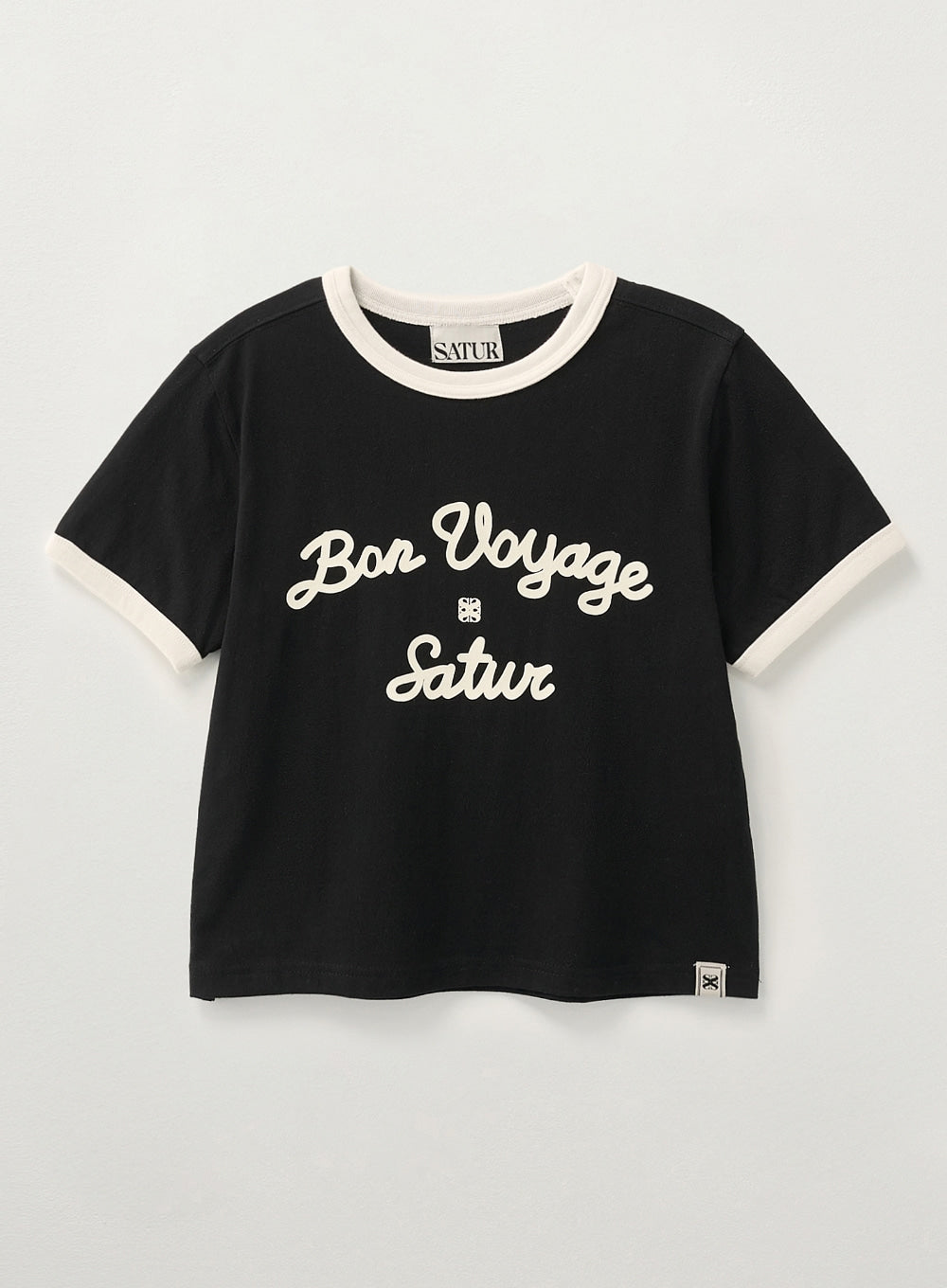 [satur] (W) Bon Voyage Ringer T-Shirt - Black