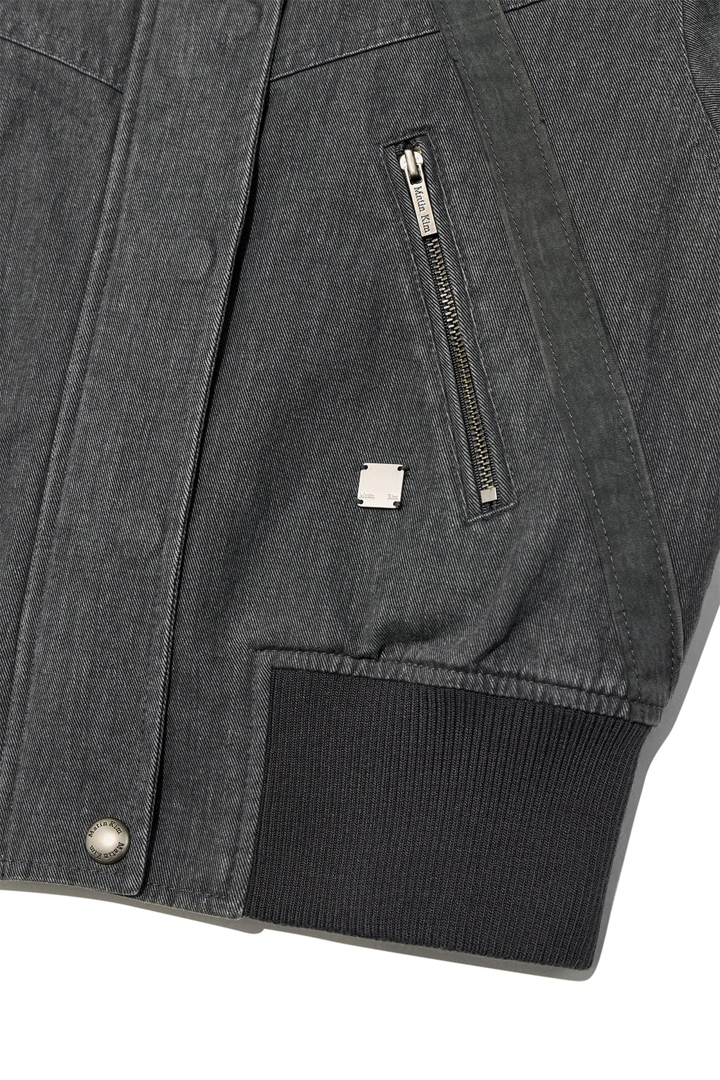 [matinkim] COLOR MIXED SLIM BOMBER JUMPER IN CHARCOAL