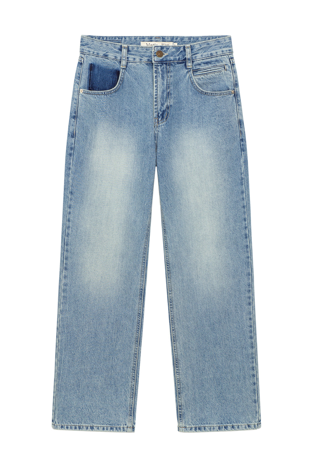 [matinkim] Pocket Washed Point Denim Pants IN Light Blue
