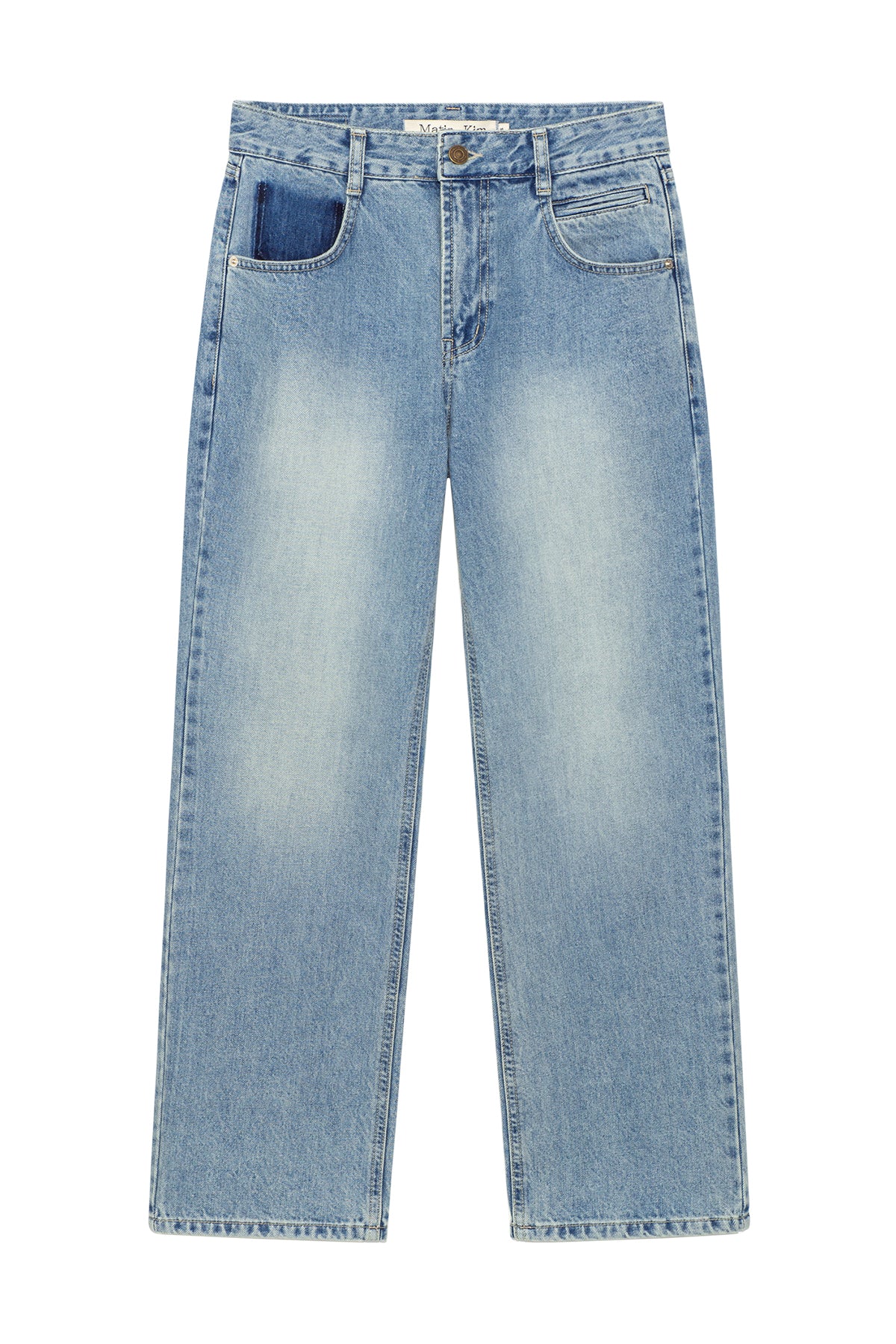 [matinkim] Pocket Washed Point Denim Pants IN Light Blue