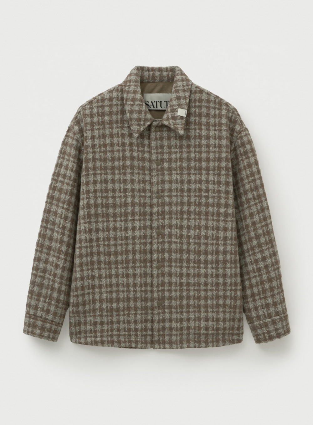 [satur] Check Fleece Shirt Jacket - Gray