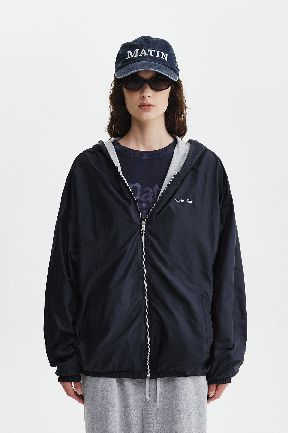 Matinkim Double Face Hoody Zip UP IN Navy