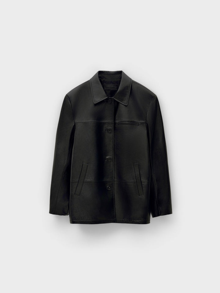 Low Classic Real Leather Work Jacket Black