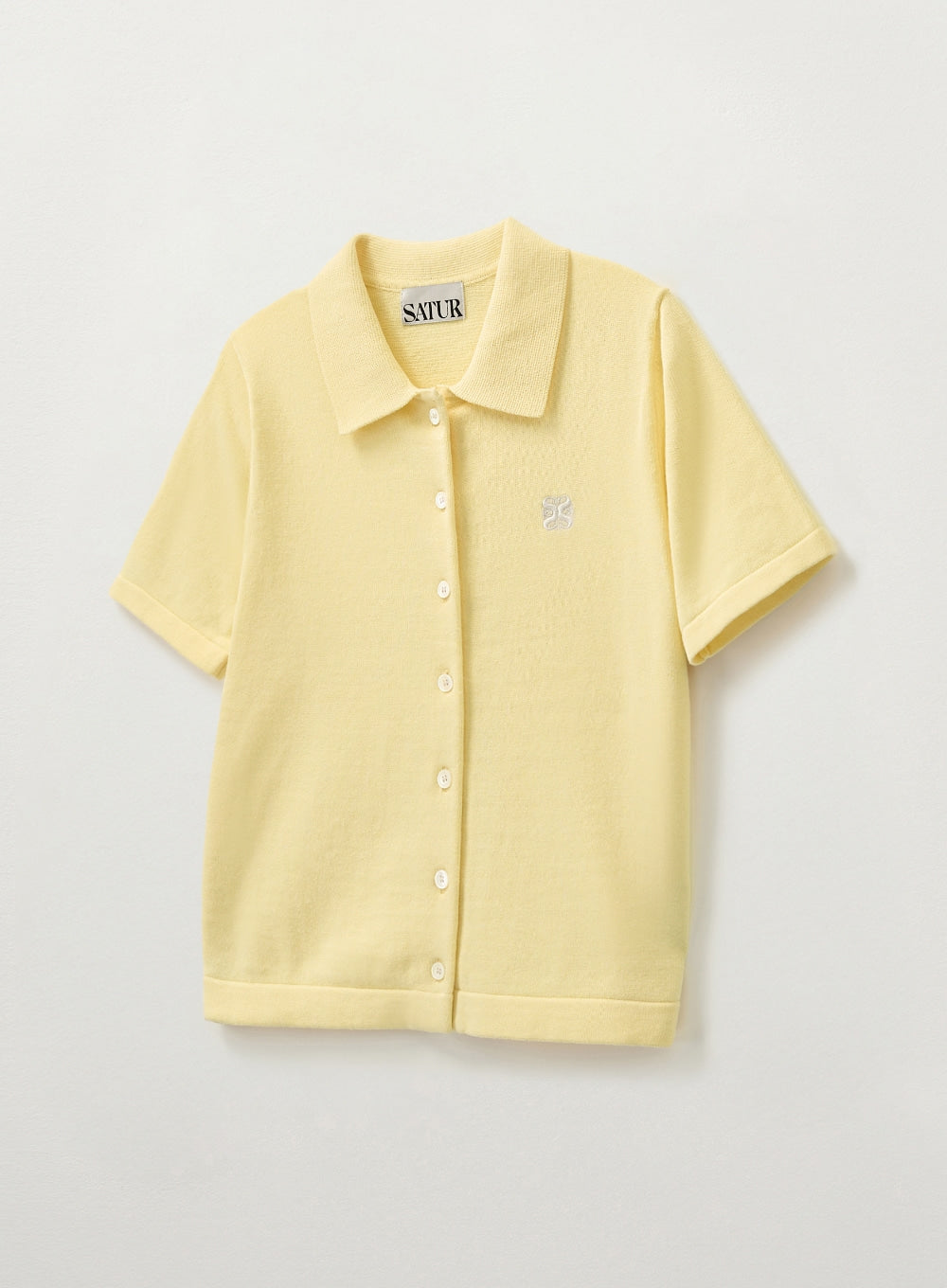 [satur] (W) Basic Cotton Collar Half Cardigan - Yellow
