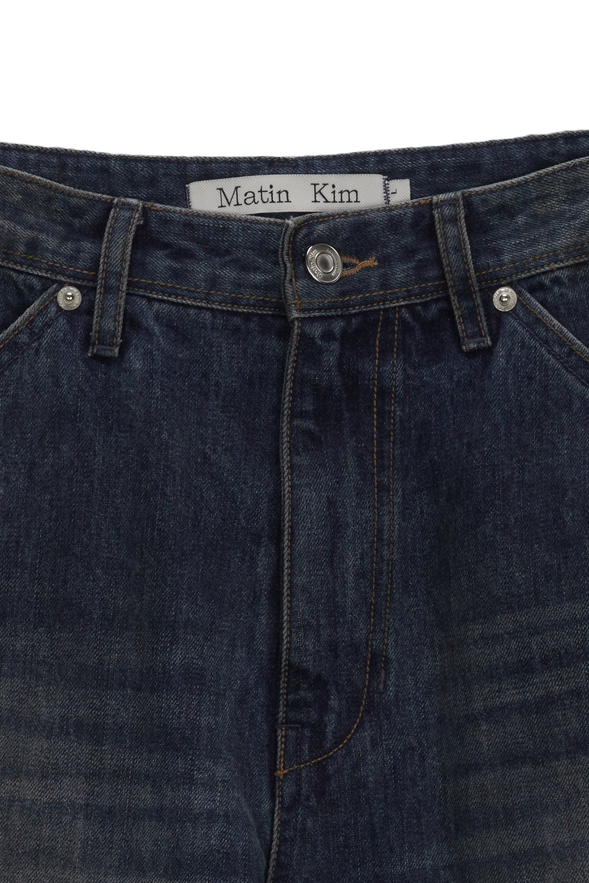 [matinkim] LOWRISE BOOTS CUT DENIM PANTS FOR MEN IN BLUE