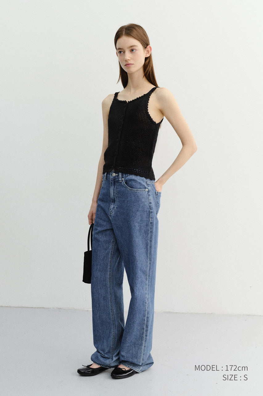 Dunst Crochet Bustier Knit Top Black