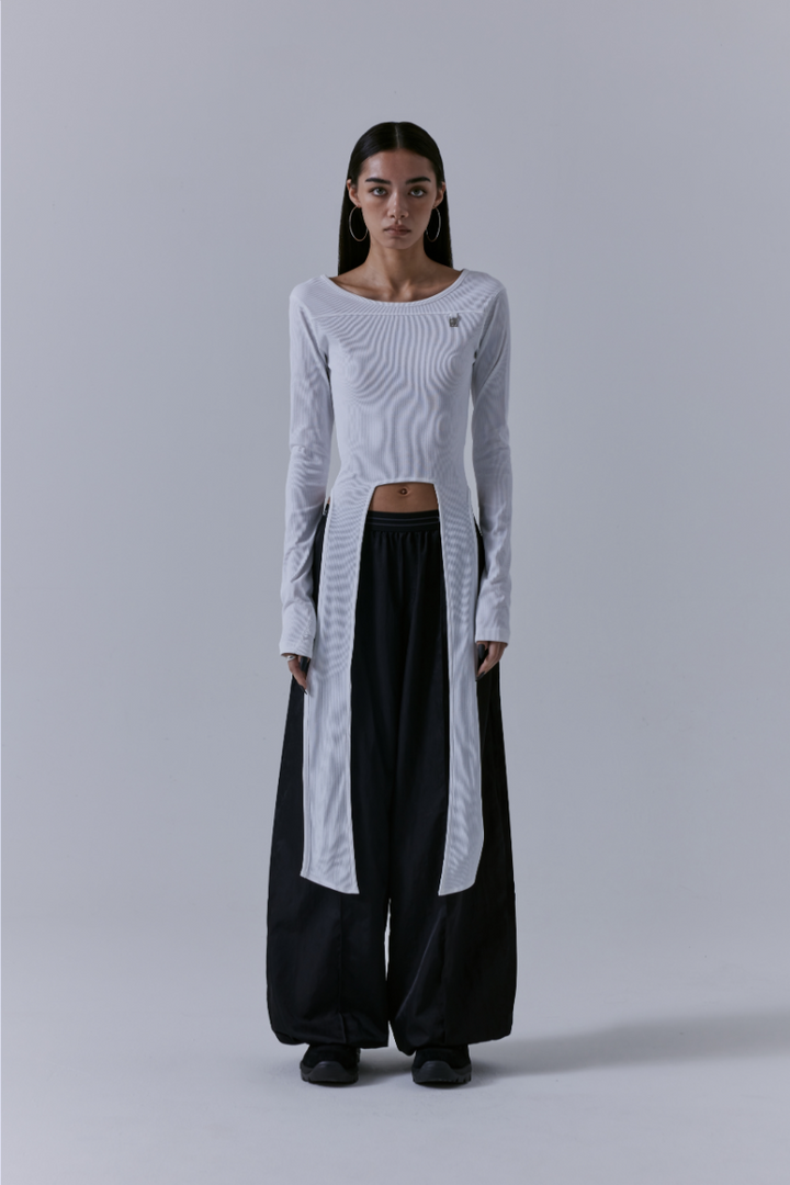 Treemingbird Back-less Strap Long Sleeve White