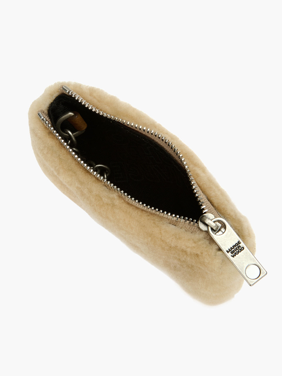 Margesherwood Shearling Zipper Wallet beige shearling