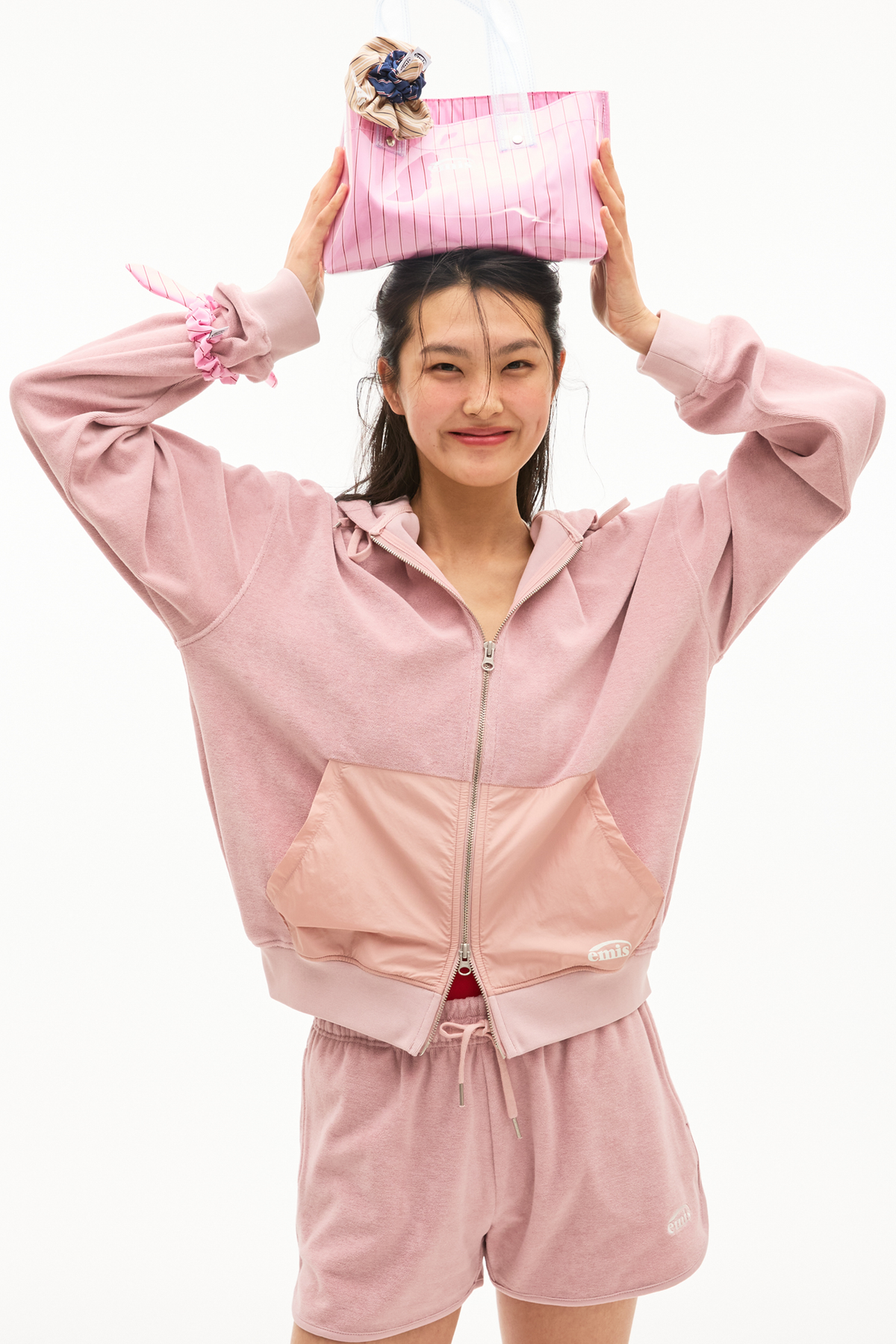 Emis Terry Hood Jumper-Pink