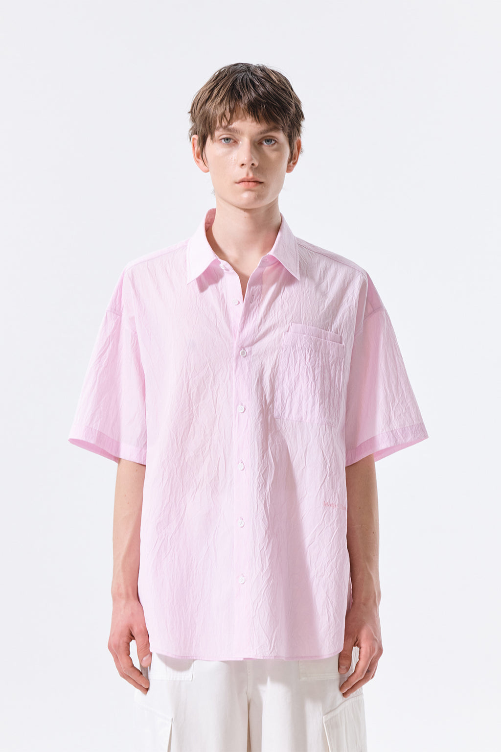 Matinkim Small Logo Over Fit Shirt For Men IN Pink