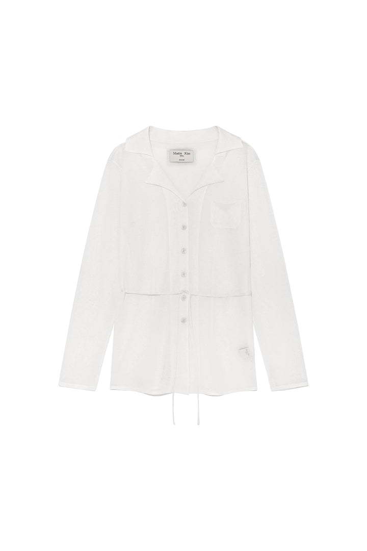 Matinkim String Point Plain Long Cardigan IN White