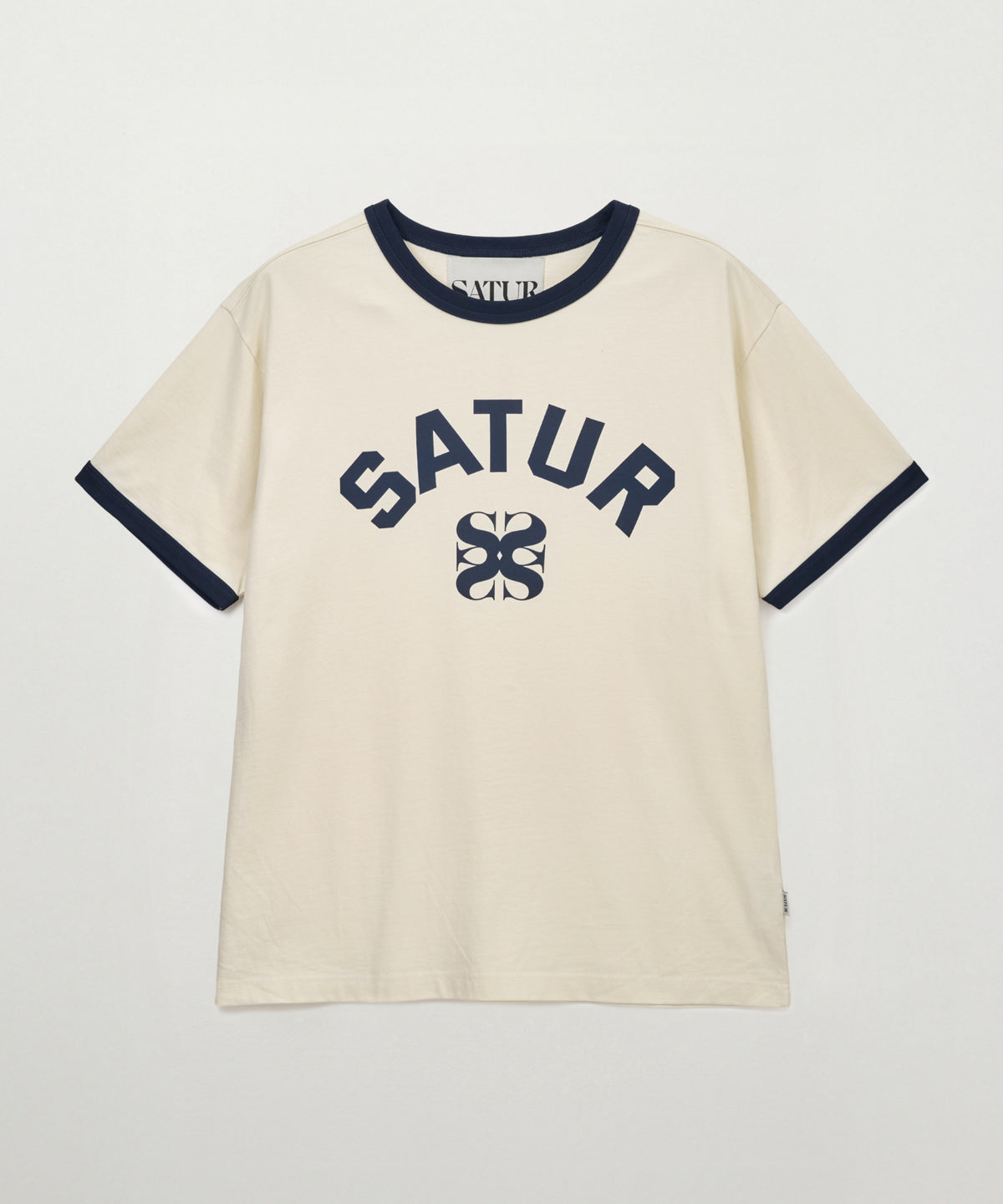 Satur Arch Logo Ringer T-Shirt - Cream