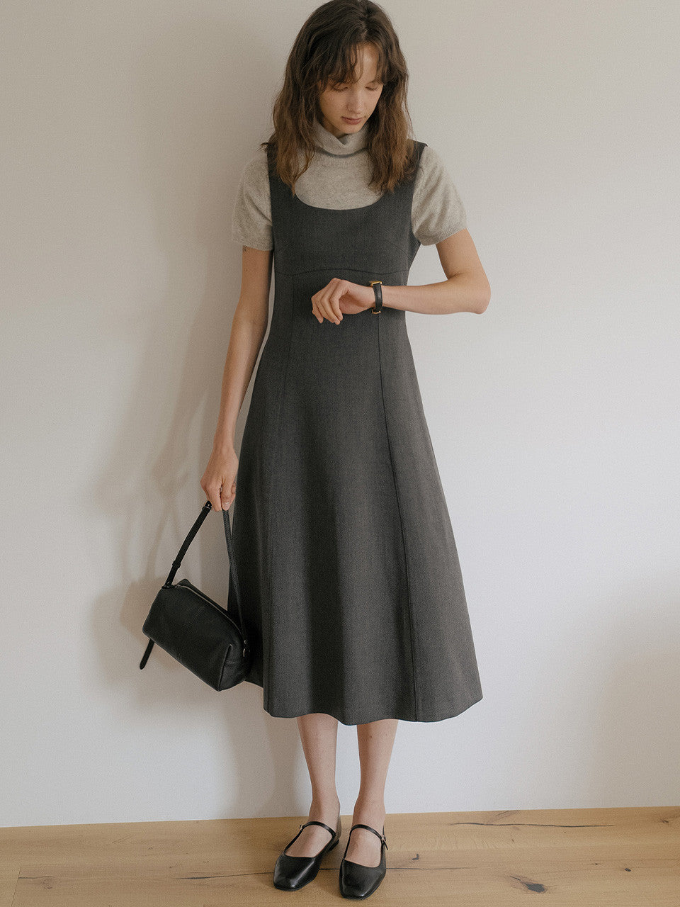 Tillidie Tailored a-Line dress Charcoal