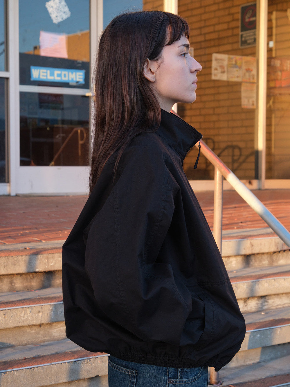 Low Classic Washed Cotton Oversized Blouson Black