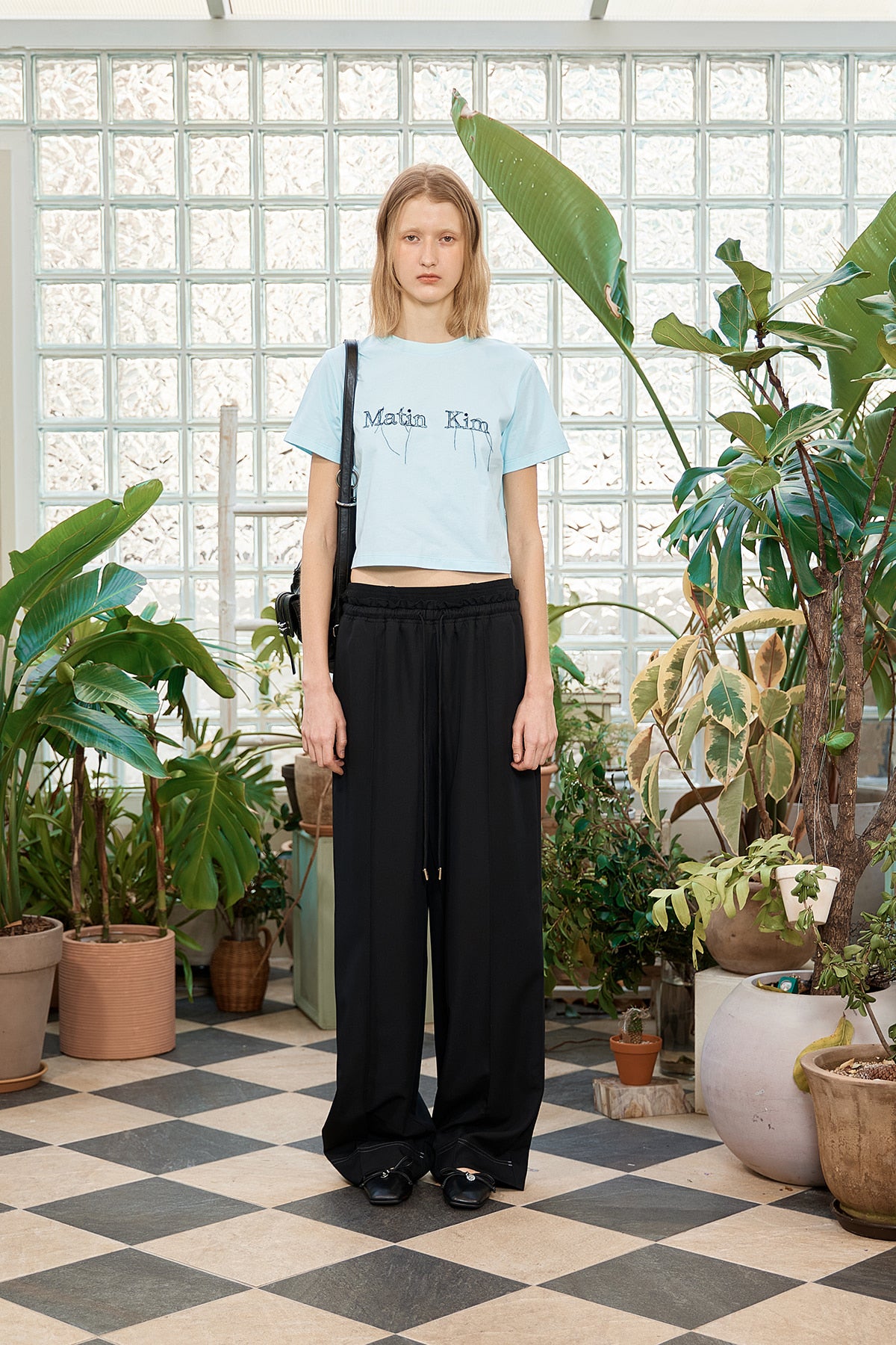 Matinkim Logo Thread Point Crop Top IN Light Blue