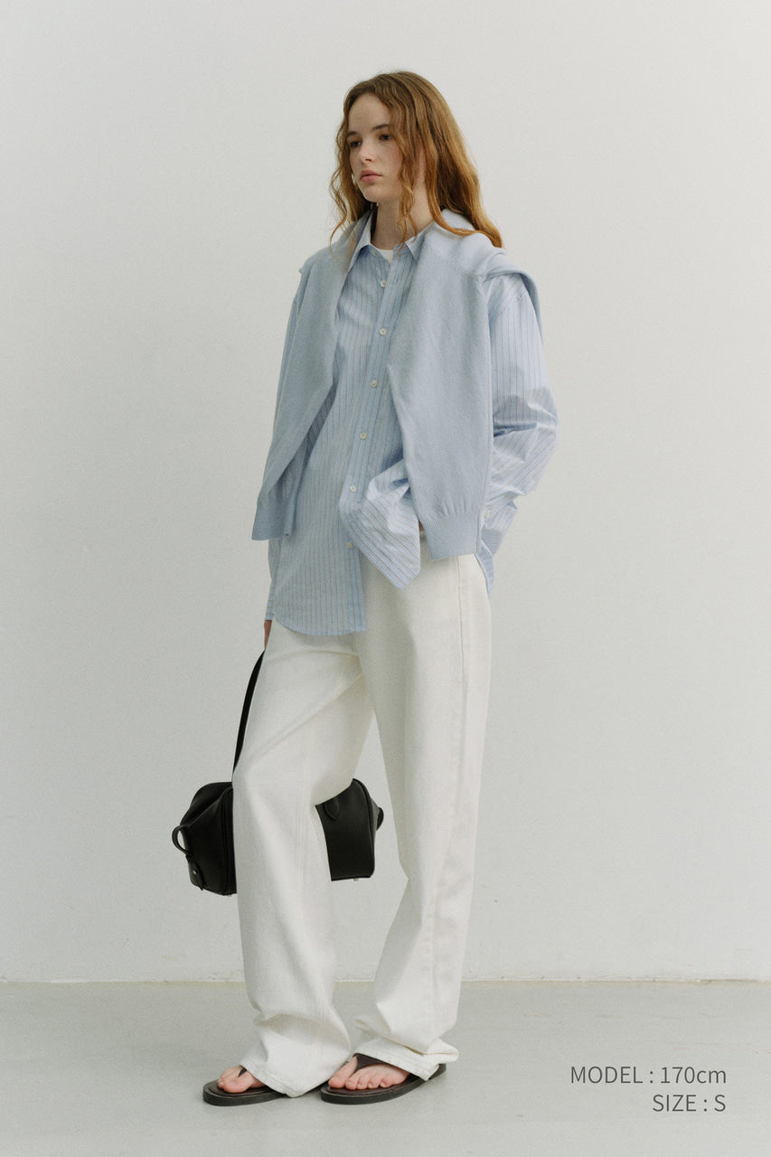Dunst Unisex Oversized Striped Shirt Sky Blue Stripe