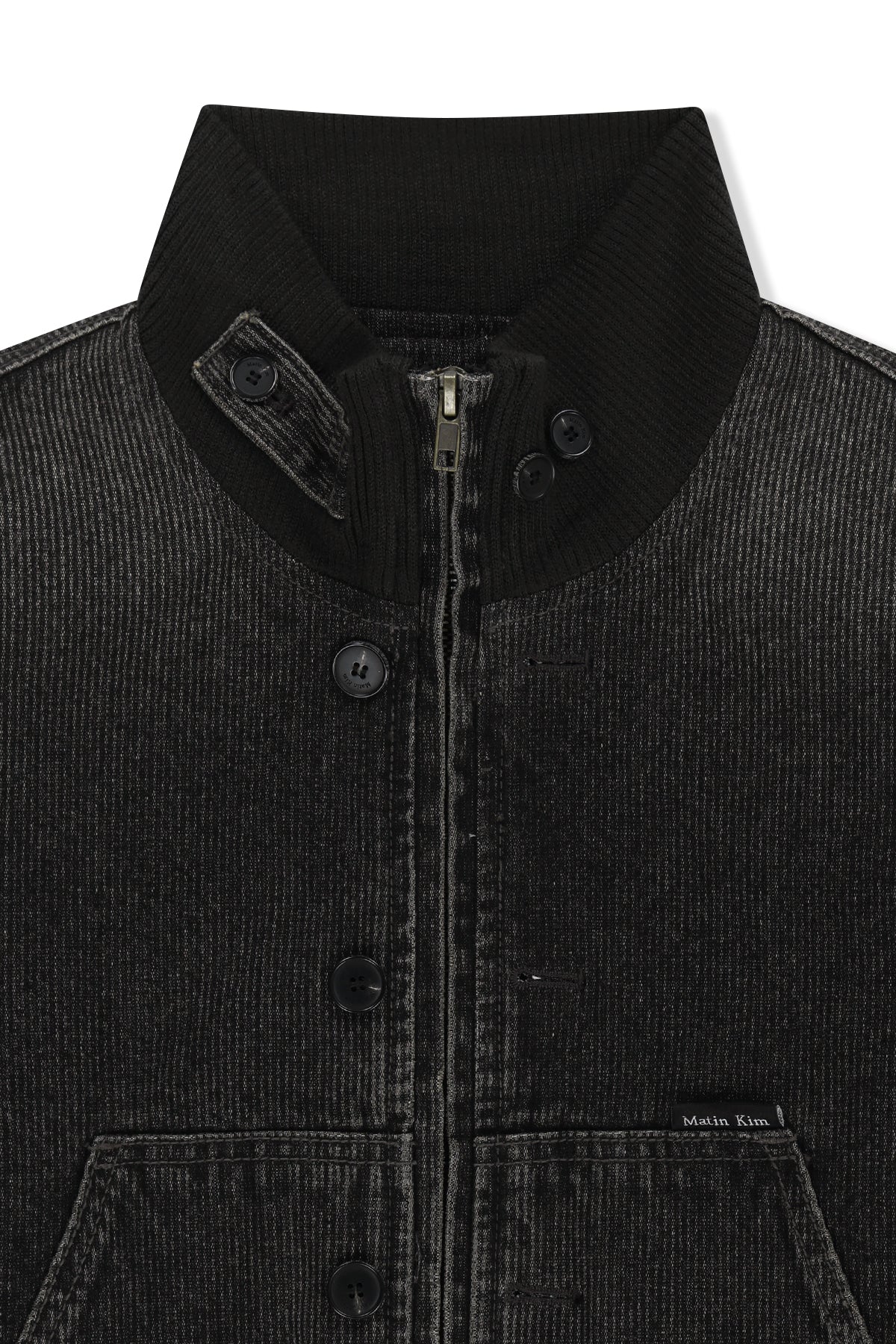 Matinkim Washed Rib Denim Blouson Jumper IN Dark Grey
