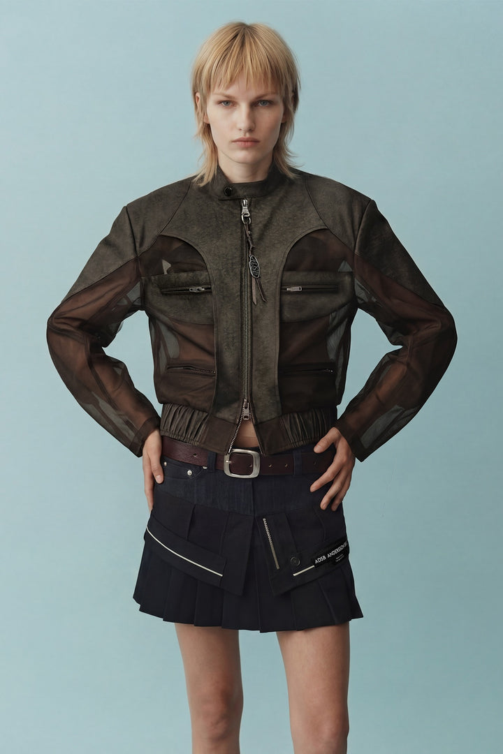 Andersson Bell Kelly Faux-Leather & Sheer Rider Jacket