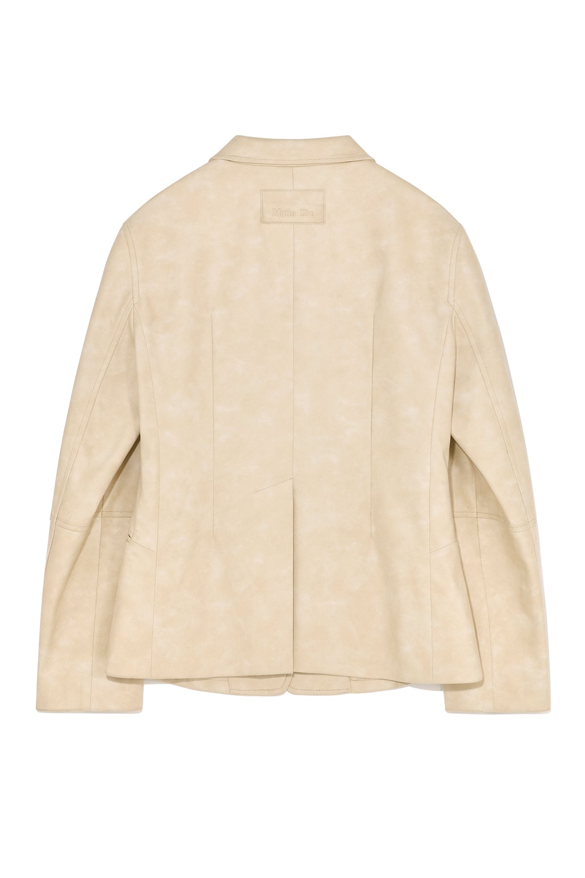 [matinkim] WASHED MATT LEATHER SINGLE BLAZER IN LIGHT BEIGE
