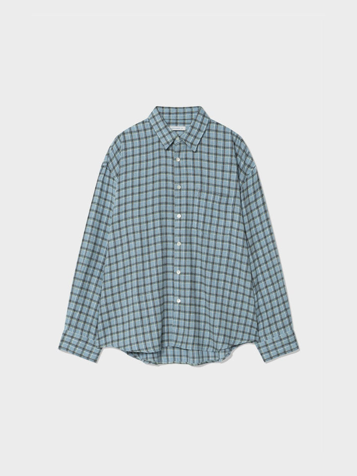 Low Classic Oversized Flannel Shirt Blue Check