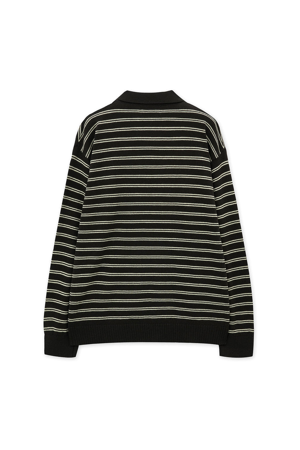 [matinkim] HEART LOGO COLLAR STRIPED PULLOVER IN BROWN