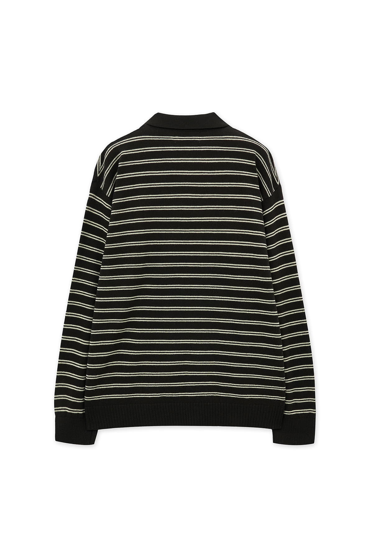 [matinkim] HEART LOGO COLLAR STRIPED PULLOVER IN BROWN