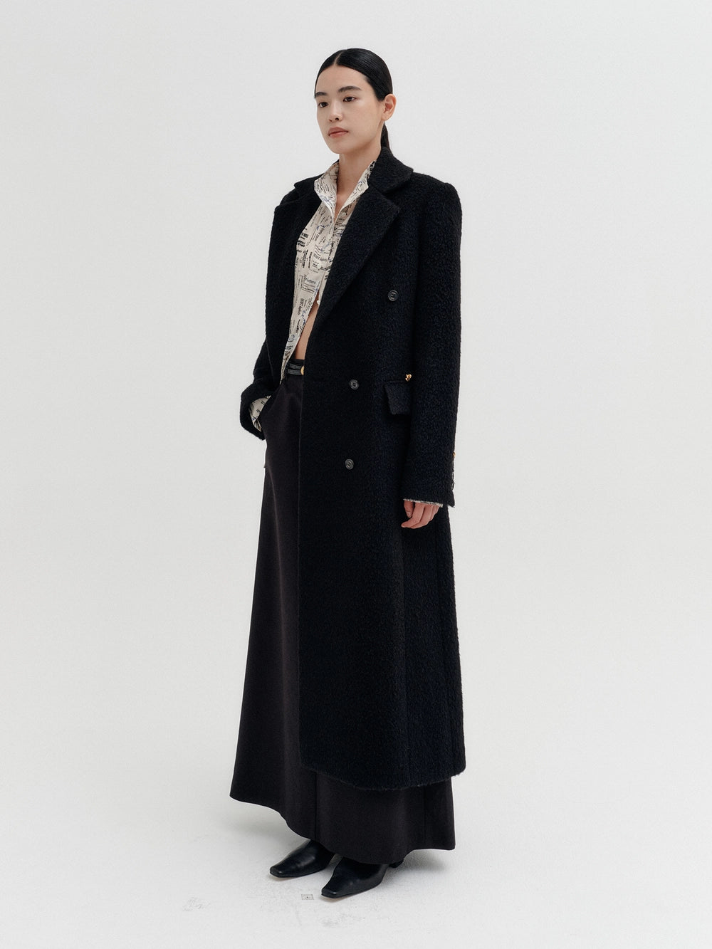 EENK Tailored Wool Long Coat - Black