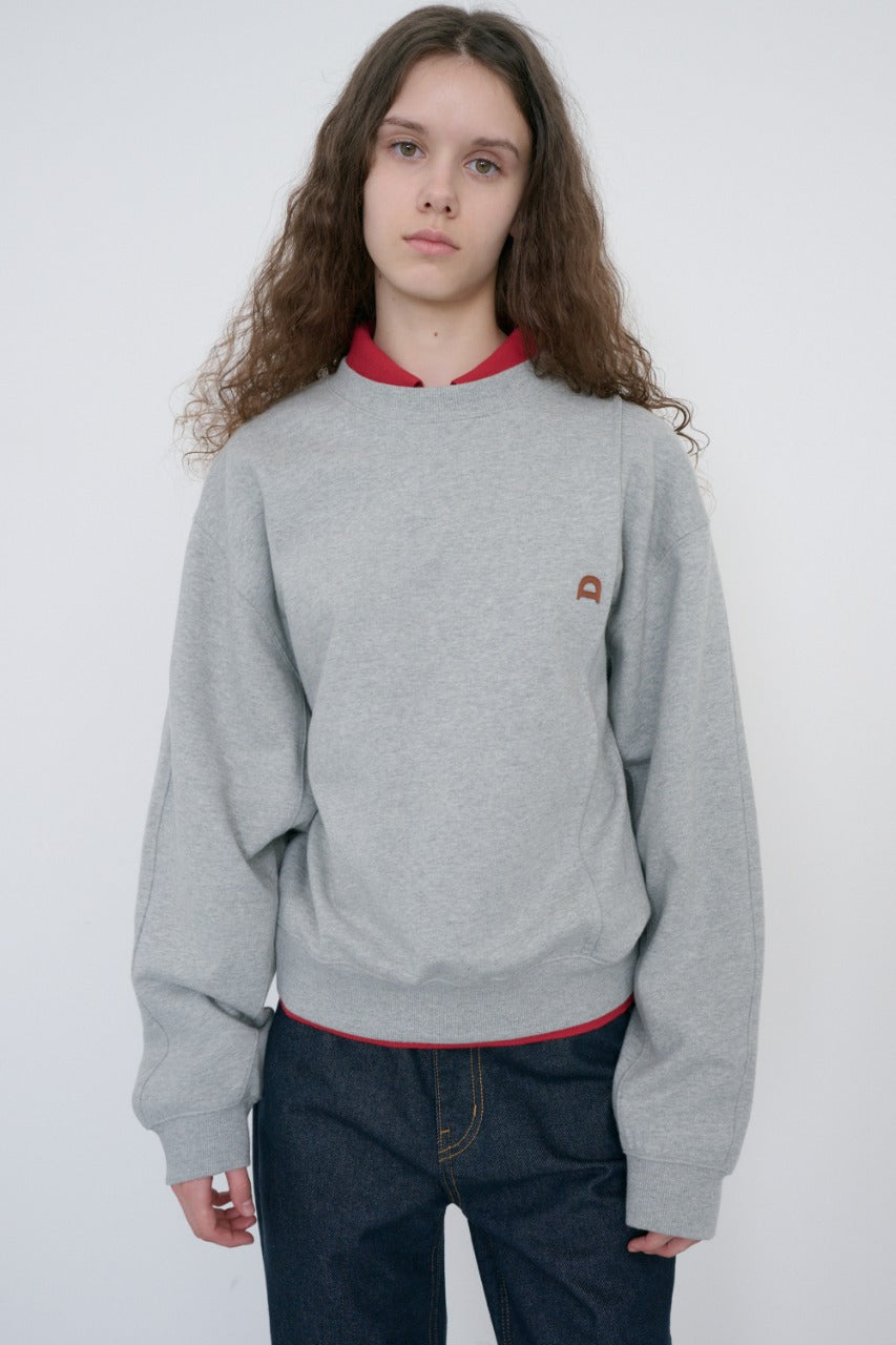 Dunst Unisex Dunst Logo Crease Sweatshirt Melange Grey