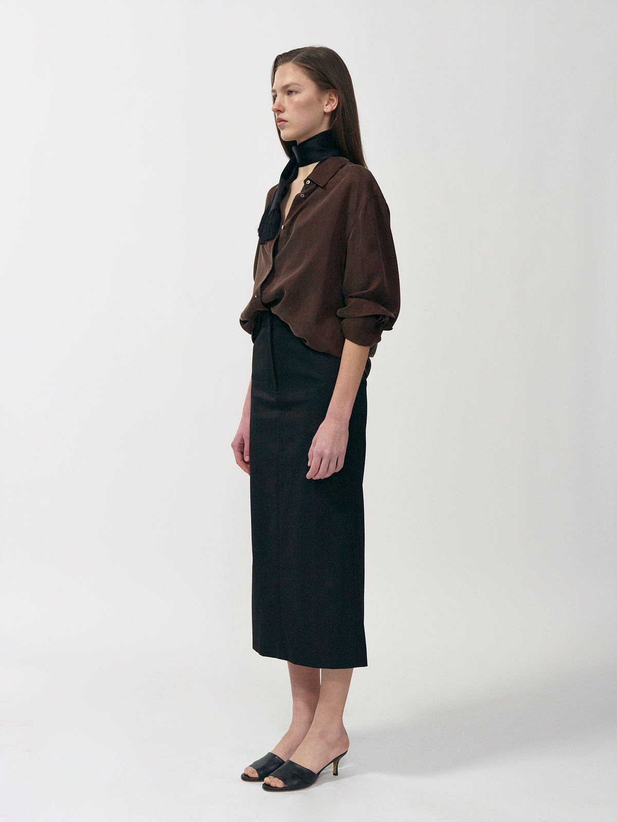 Nothing Written Tassel silk scarf (Black) (Pre-order, ships from Nov 11)