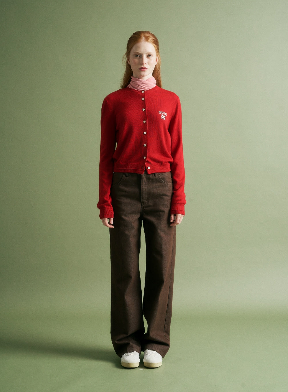 [satur] (W) Midrise Semi Wide Denim Pants - Brown