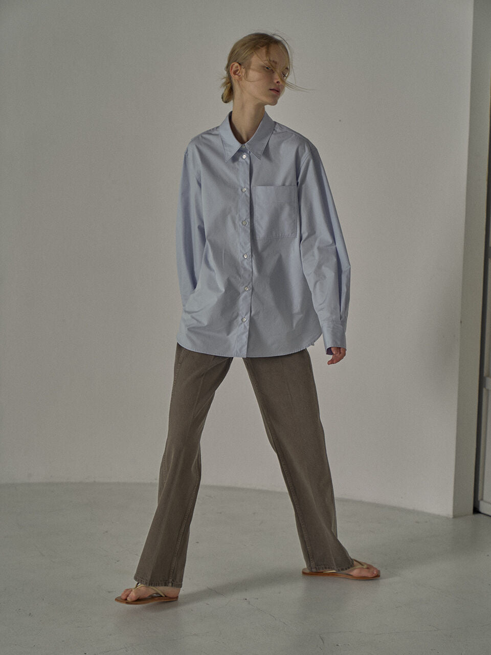 Facade Pattern Oversized Poplin Shirt sky