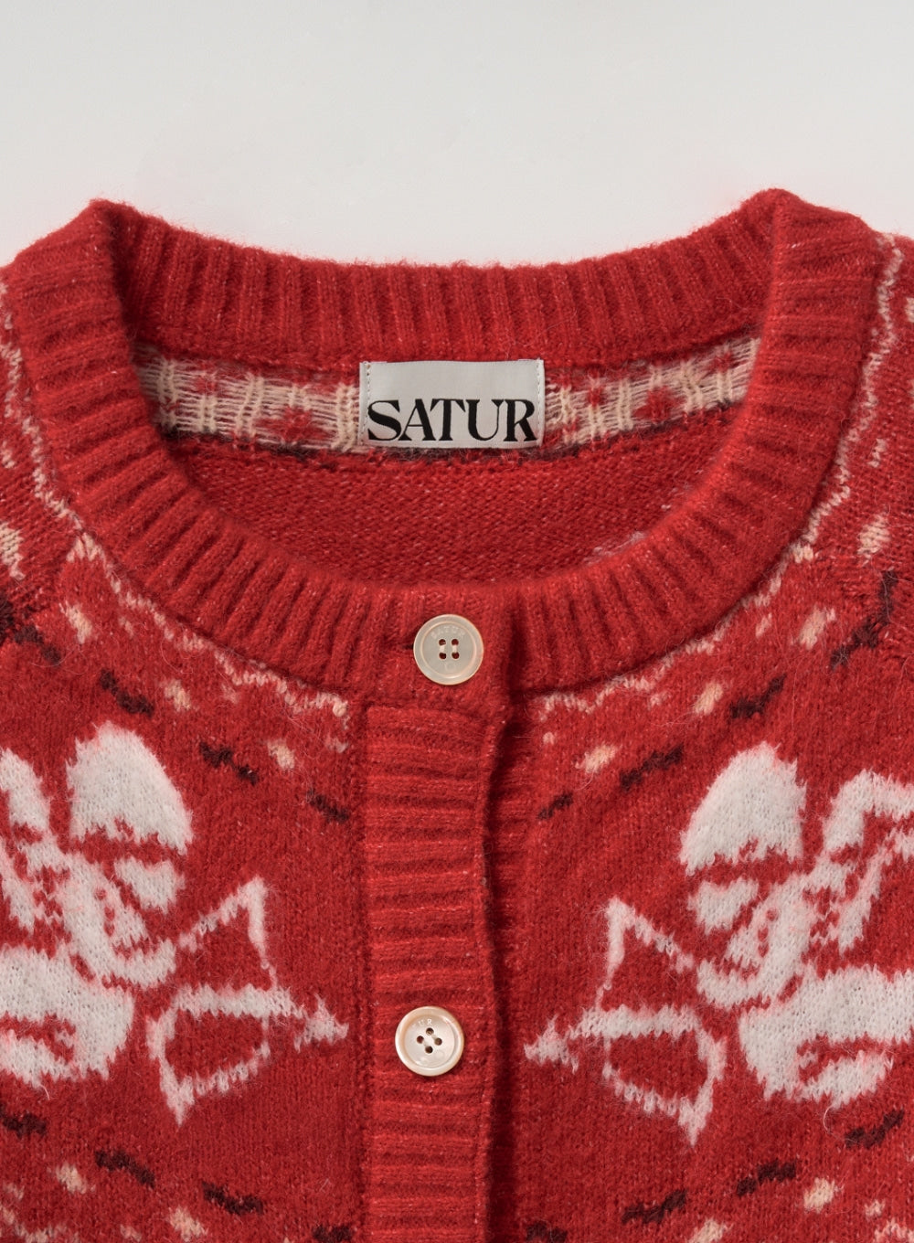 [satur] (W) Holiday Angel Knit Cardigan - Red