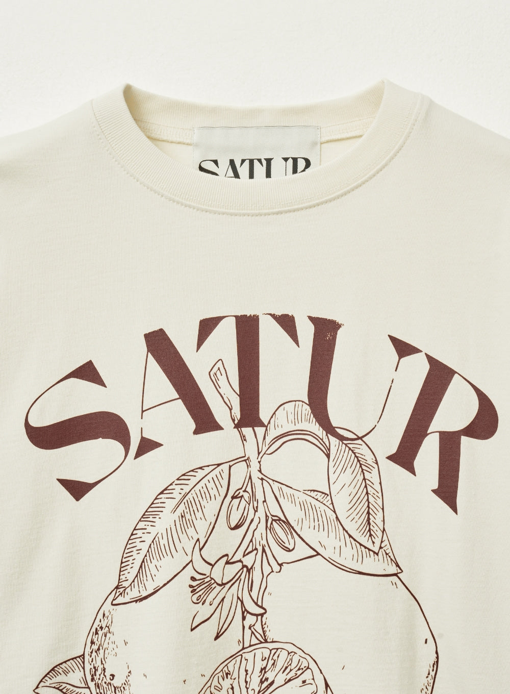 [satur] (W) Capri Citron Drawing Summer Graphic T-Shirt - Burgundy