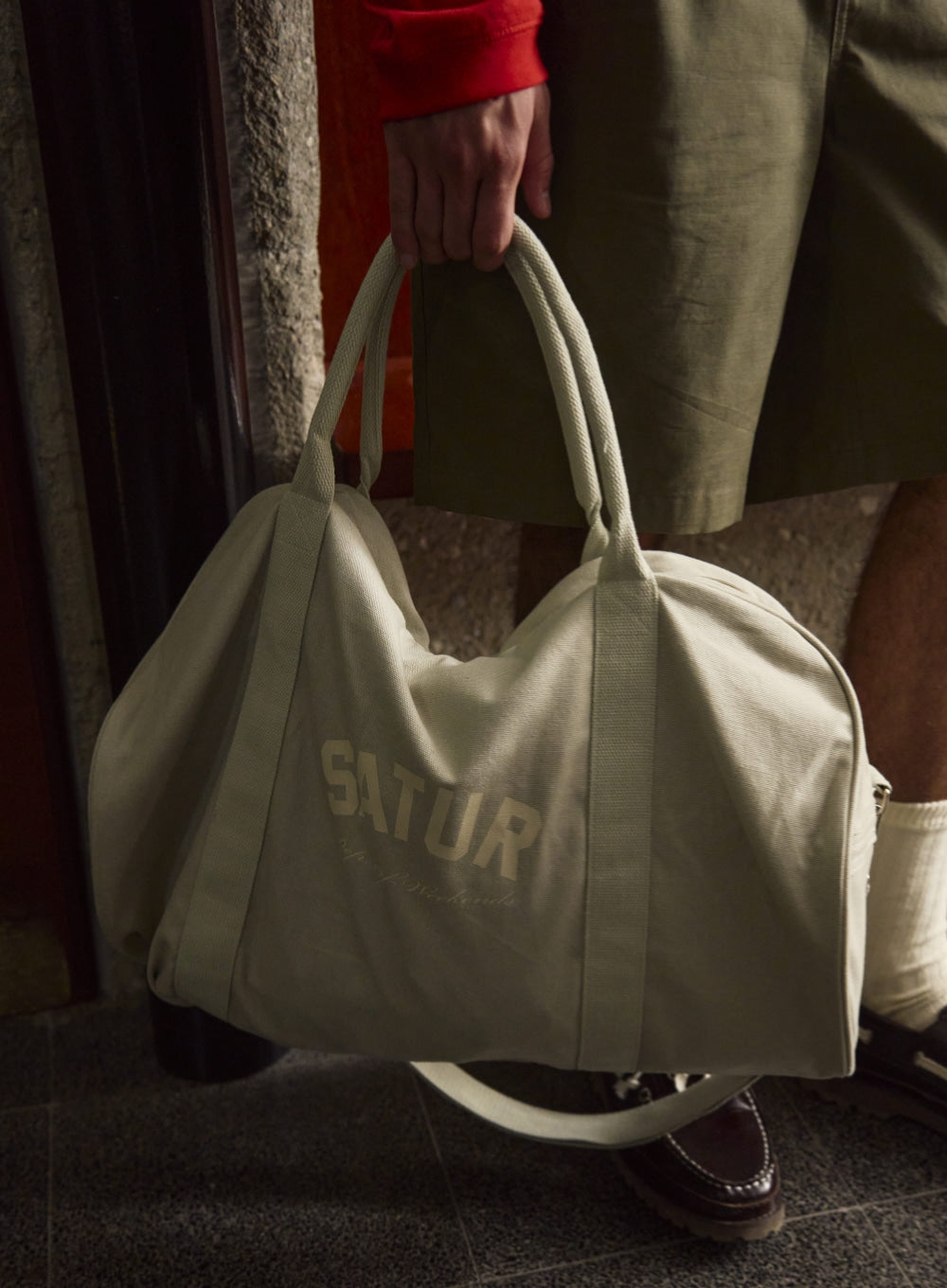 Satur Canvas Big Duffle Bag - Light Khaki