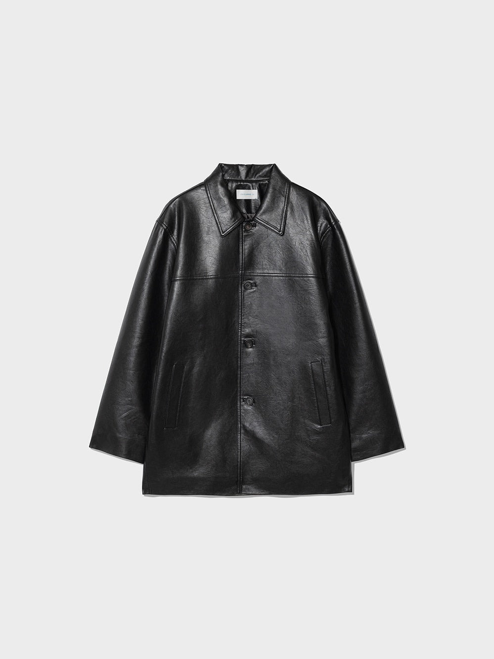 [Low Classic] Padded Leather Long Jacket_Black