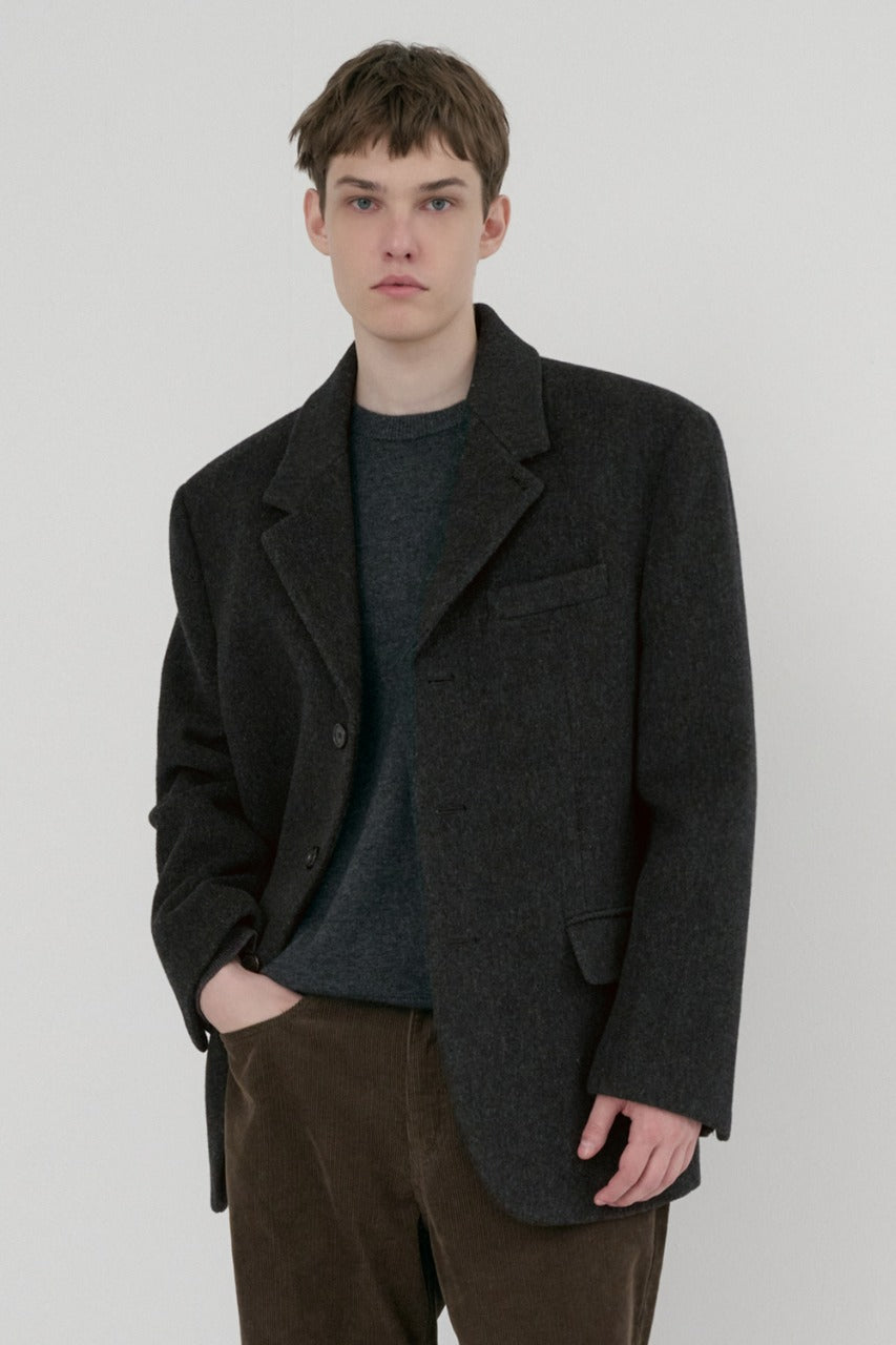 Dunst Unisex 3 Button Wool Blazer Charcoal Grey