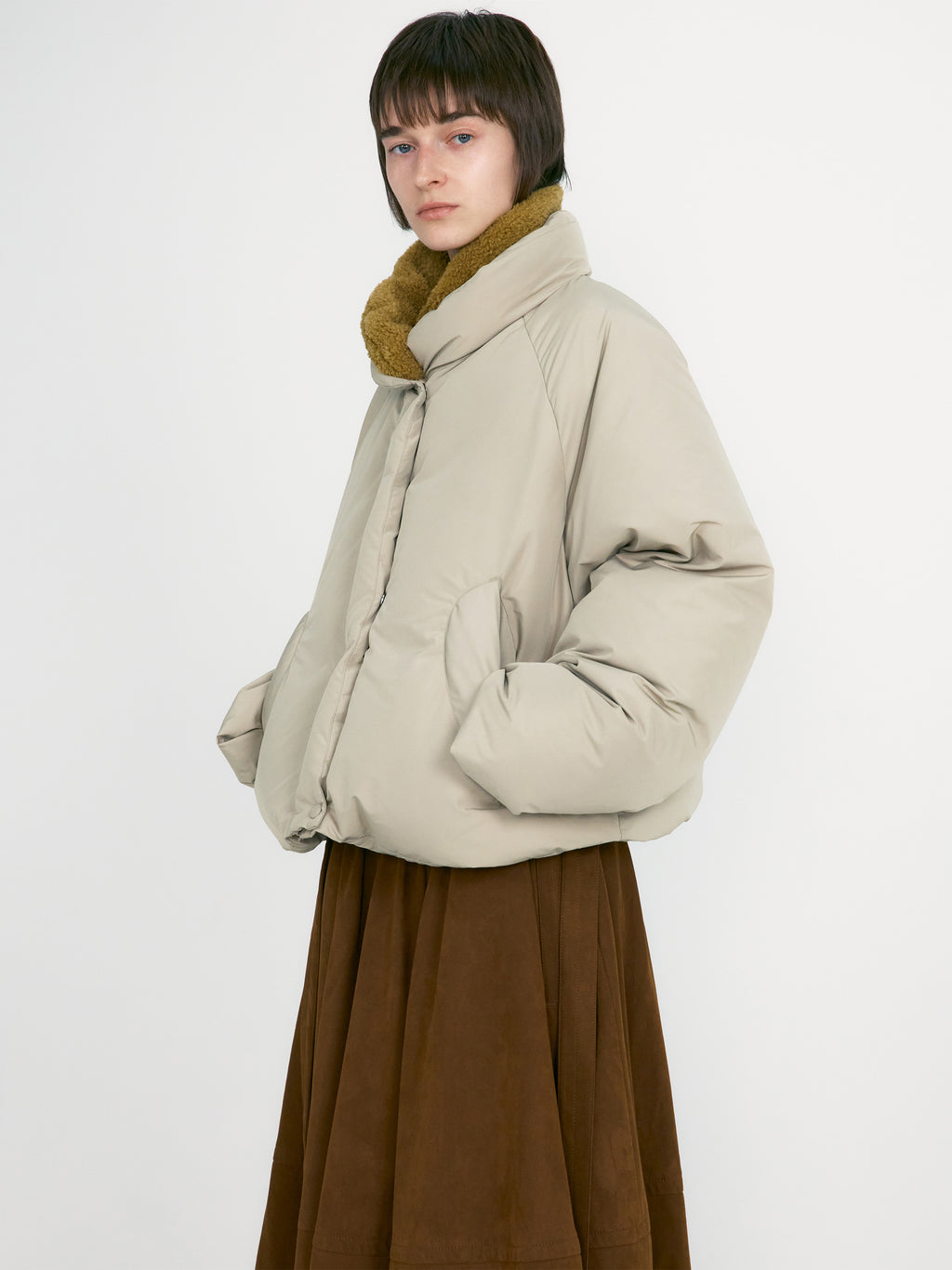 [low_classic] Suede Belted Skirt
Brown