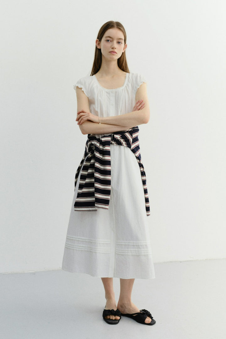 Dunst Sleeveless Shirring Dress White