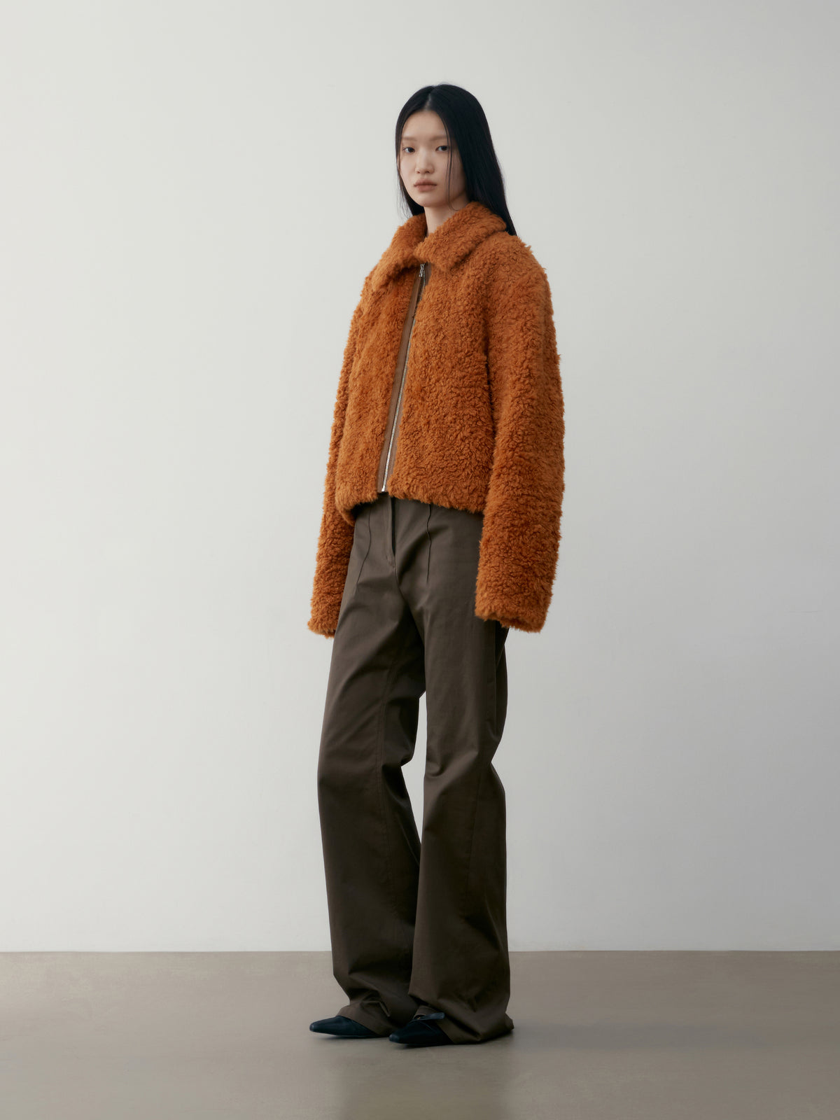 Low Classic Fluffy Fur Jacket Cognac