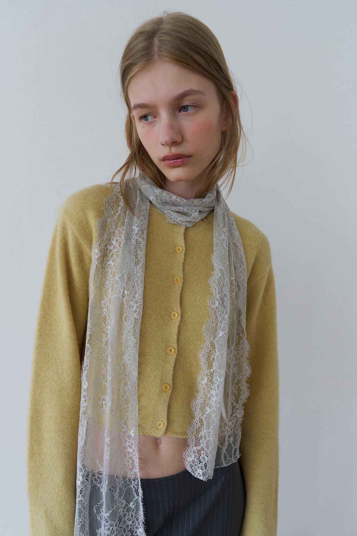 Overdueflair Victorian Lace Scarf Mid Grey