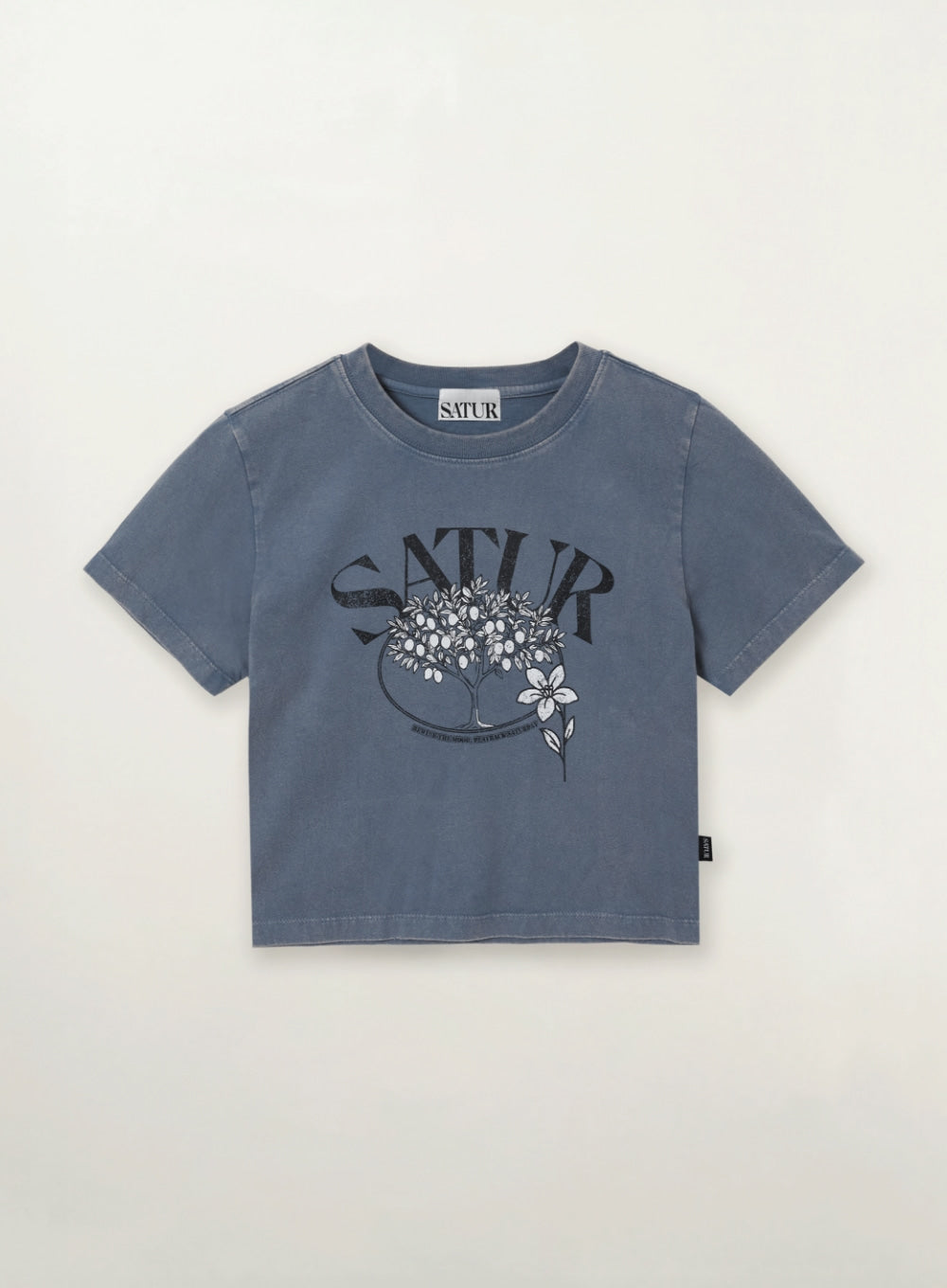 Satur Citron Tree Washed T-shirt - Navy