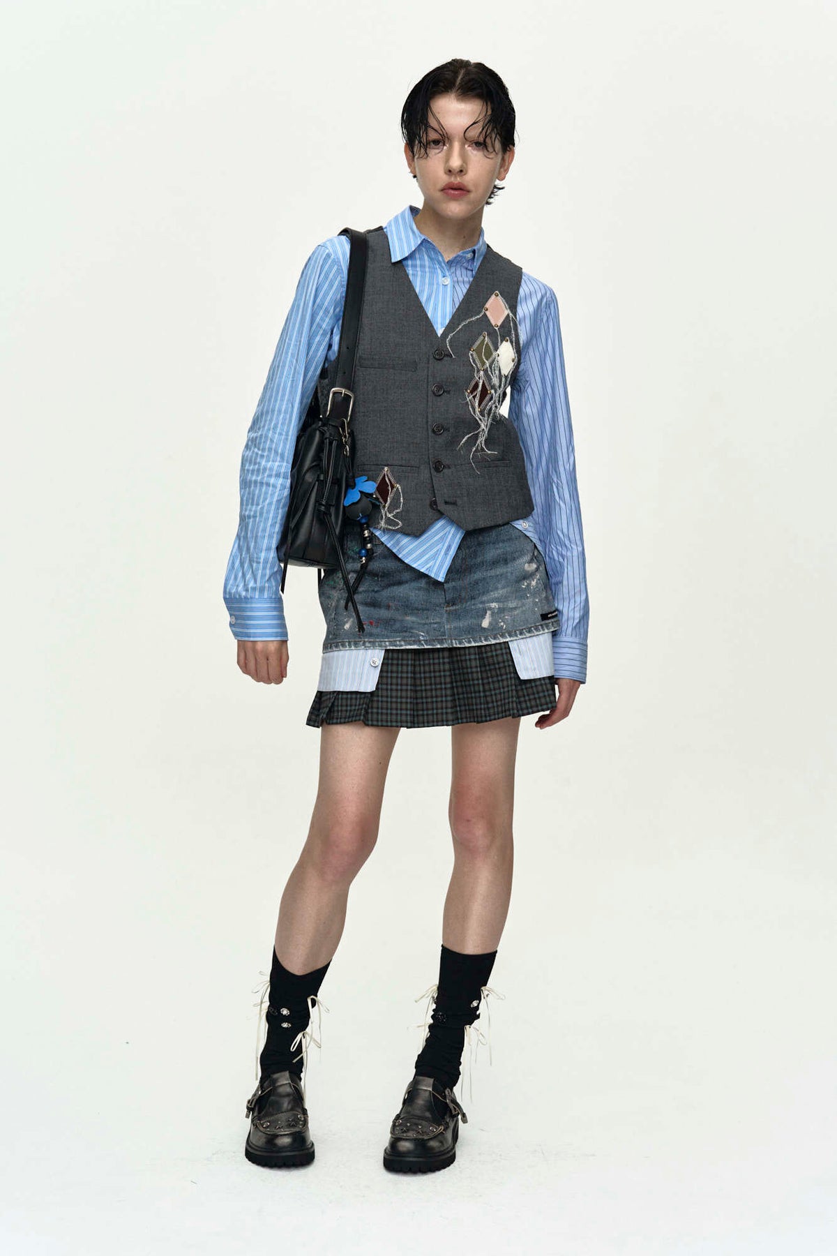 Andersson Bell Back Knit Argyle Patched Vest